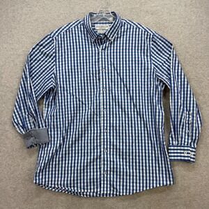 Nick Graham Shirt Mens XL Blue Gingham Check Stretch Modern Oxford Everywhere